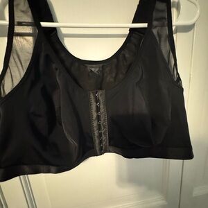 Black Front-Closure Support Bra | Size XL | Adjustable Straps & Mesh Back. NEW